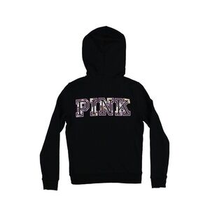 Victoria's Secret PINK Sweatshirt Pullover Hoodie Black, size M Medium, Logo EUC